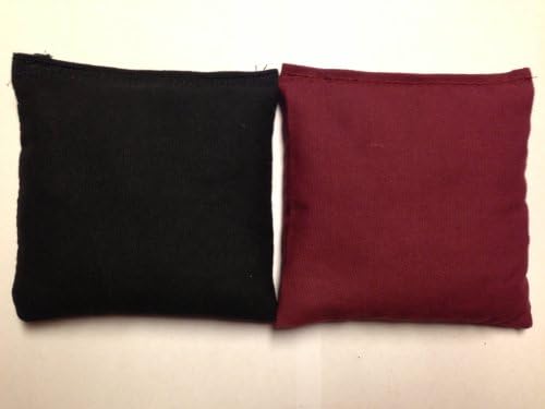 Regulation Cornhole Bags 17 COLORS Handmade Top Quality (Set Of 8) (Black/Maroon)