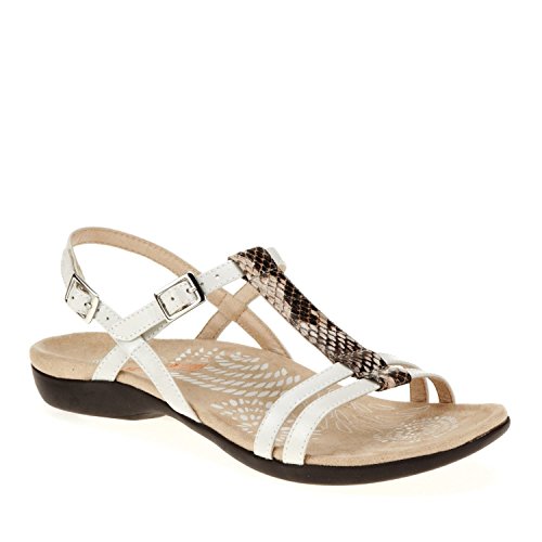 Dr. Andrew Weil Women's Strive T-Strap Sandals, White/Bronze, 9 M/B