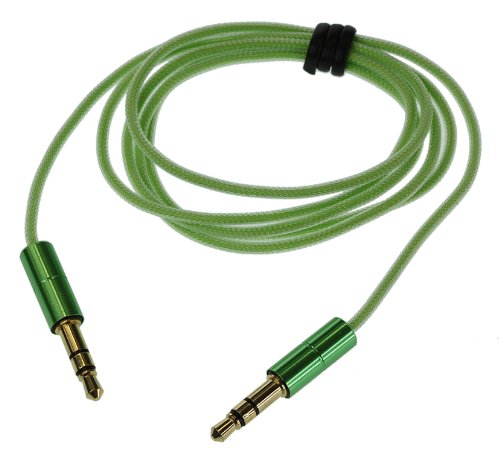 Buy KitSound Car Stereo Aux Cable for iPod / iPad 2, 3, Mini / iPhone 3G, 3GS, 4, 4S and 5 - Green Promo Offer