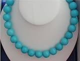 Necklaces, 16mm Turquoise Beaded Necklace 16" Long T146*