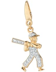 Gold over silver 0.09ct TDW Diamond Baseball Player (Charm)