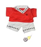 Red Soccer outfit with ball accessory clothes fits 8 - 10 Stuffed Animal kits & most Webkinz & Shining Star animals