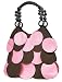 Designer Style Brown Pink Circle Overlay Handbag Bag Purse