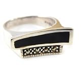 Bague Argent "Hanoi" Onyx / Marcassite - Taille 60 Image du produit