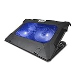 iEC ノートパソコン冷却台 パッド クーラー スタンド 17インチ型まで対応 LED搭載 USBポート2口 軽量 静音ファン クール