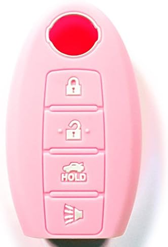 Remote Smart Key Cover 4 Button NISSAN Light Pink with white accents FITS ALL by First Midwest