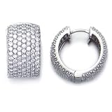 Sterling Silver Cubic Zirconia Seven Rows Eternity CZ Hoop Earrings