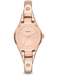Fossil Georgia Three-Hand Leather Watch - Metallic Rose Es3425