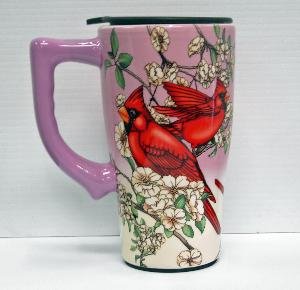 Bird Cardinal Flower Cherry Mug New