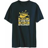 T-Shirt Mens Navy Blue " Blogging is good for neuron development " Hobbies Large