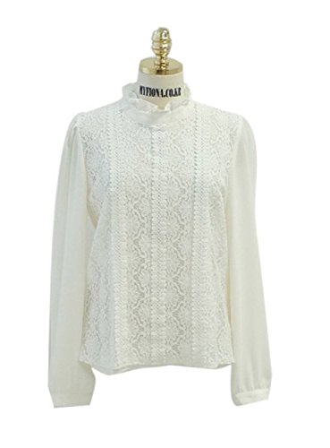 (UNDY) レディース シフォン ブラウス レース フリル