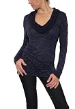 Women's Michael Stars L/S Cowl Neck Top with Rib Insert in Night Sky One Size