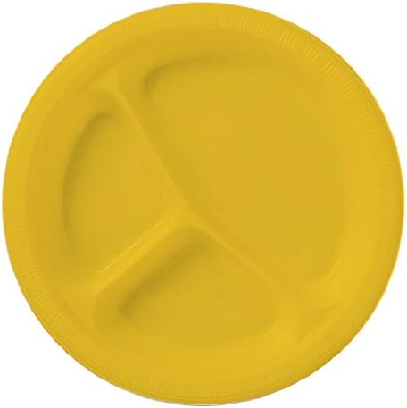School Bus Yellow Divided Plastic Plate