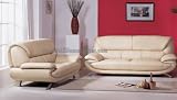 Exclusive Contemporary Design Cappuccino Leather Sofa and Loveseat Living Room Set