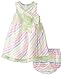 Bonnie Baby Baby Girls' Printed Stripe Shantung Dress with Organza Trim