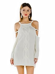 Long Sleeves Cutout Lace Round Neck Knit Sweater Jumper 