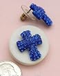 Bling Cross Earrings - Blue Crystal Studs Cross Earrings