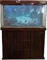 NEW 230 LITRE 51 GALLON AQUARIUM FISH TANK BOWL, Free Cabinet, Pump System & Lights In Mahogany Colour