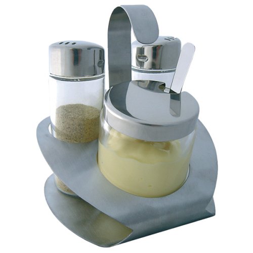 STOHA DESIGN 010572 Tisch Set 4 tlg., Edelstahl, Glas