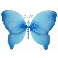 Hanging Butterfly 7' Small Blue Crystal Nylon Butterflies Decorations - Decorate for a Baby Nursery Bedroom, Girls Room Ceiling Wall Decor, Wedding Birthday Party, Bridal Baby Shower, Bathroom. Butterfly Decoration 3D Art Craft