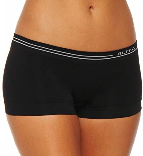 ElitaWomen's Signature Low Rise Seamless Boy Short, Black, Medium