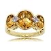 Genuine Citrine & Diamond 3 Stone Ring in 14K Solid Yellow Gold