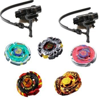 5er Set Kampfkreisel Kreisel Set 6 / Sol blaze Vulcane Galaxy Pegasus Gold Gravity Big Bang Pegasus mit 2 Launcher Extra Track 5 Metallspitzen Metal Spitzen by Tisey