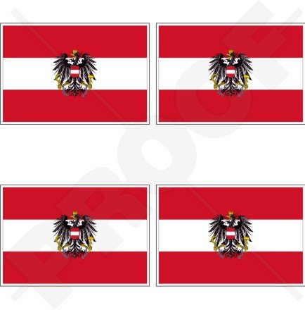 AUSTRIA Austrian State Flag 2" (50mm) Vinyl Bumper-Helmet Stickers, Decals x4