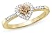 1/2 Carat Champagne and White Diamond 14K Yellow Gold Heart Ring