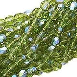 Czech Fire Polish Glass Beads 6mm Round Olivine AB (25)