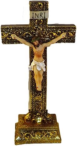Jesus on the Cross Crucifix Spiritual Free Standing Statue Home Decor 8 Inch Ht