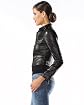 Zip Collar Leather Bomber Jacket Product Image
