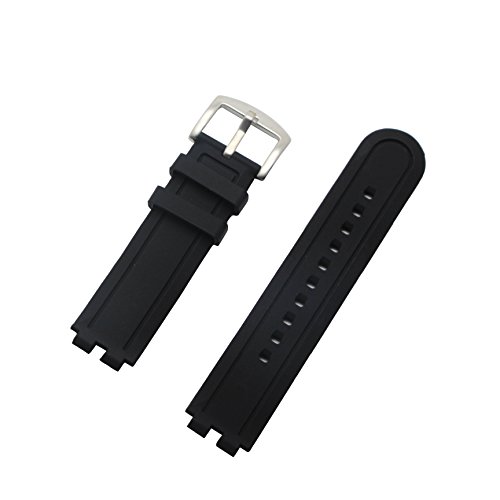 Ritche Black Rubber Silicone Divers Replacement Watch Strap / Band - Fits the Pebble Steel (Sliver Clasp)