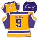 Bernie Nichols Los Angeles Kings Autographed/Hand Signed Purple &Amp; Gold Retro Hock