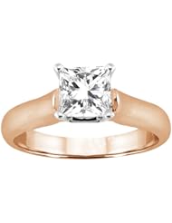 0.75 Ct Princess H/I I1 Diamond 14K Rose Gold Ring
