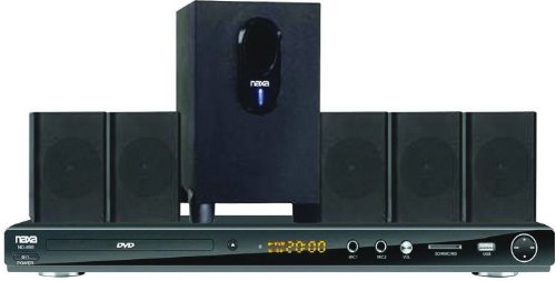 NAXA Electronics ND-855 5.1 Channel DVD Home Theater System with Progressive Scan DVD Player, Karaoke Function and USB/SD/MMC Inputs - Black
