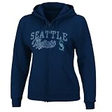 MLB Women's Seattle Mariners The Beauty Long Sleeve Fullzip Fleece Hoodie (Athletic Navy, Medium)