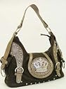 Fleur De Lis Inspired Crown Satchel Dark Brown Bag Handbag Purse