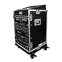 DJ / Mi Slant Rack System - 10U Slant Mixer Rack / Vertical with Caster Board Size: 14UW
