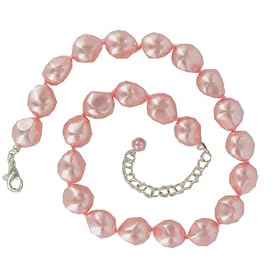 Pink Glass Pearl Necklace Fashion Jewelry