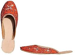 Beaded & Sequin Indian Leather Slippers for Women Handcrafted Casual Footwear Available in Various Sizes