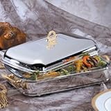 GOLD CABLE BAKER - 3 QUARTSILVER PLATED OBLONG BAKER WITH GOLD CABLE DESIGN - casserole