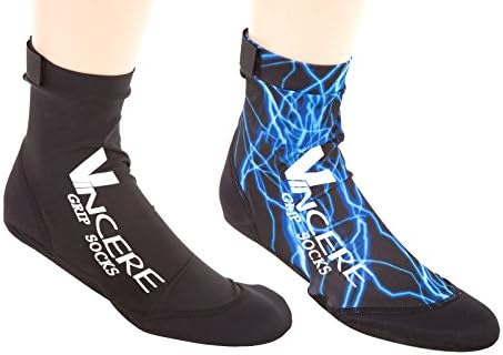 Vincere Neoprene Beach Grip Socks 2 Pack (Black/Blue Lightning, Small)