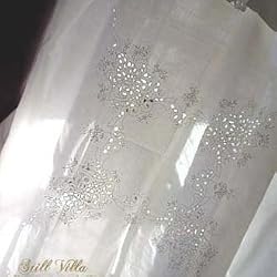 Vintage Cotton Embroi/cutwork Shower Curtain W/valance
