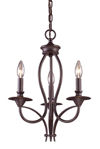 Landmark 61031-3 Medford 3-Light Chandelier, 19-Inch, Oiled Bronze
