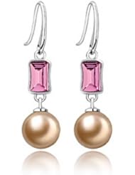 Haoshiguang Gold Plated Grey Pearl with Aquamarine Crystal Earring Earrings Surprised Exquisite Gift