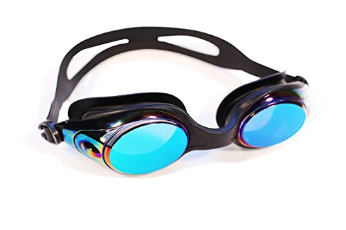 Swim Goggles - Case Included. Anti-Fog UV Reflective and Tinted Wide-Angled Lenses for Reduced Glare. Soft and Durable Silicone Head Strap.