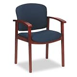 2111 Invitation Series Wood Guest Chair, Henna Cherry/Blue Fabric
