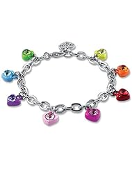 CHARM IT! Rainbow Candy Hearts Charm Bracelet with Crystal Accents