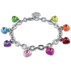 CHARM IT! Rainbow Candy Hearts Charm Bracelet with Crystal Accents